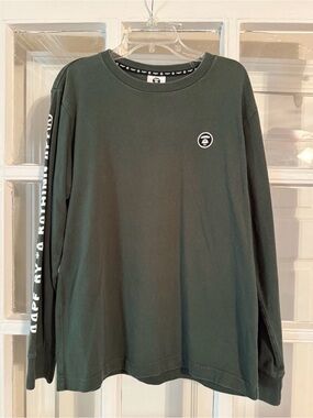 Men’s Aape “Somewhere In The Universe” Long Sleeve Tee, Green, Size Small